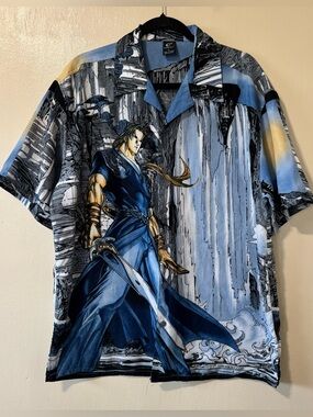 Vintage Y2K/2000s Claudio Nucci All Over Print Samurai/Anime/Manga/Warrior